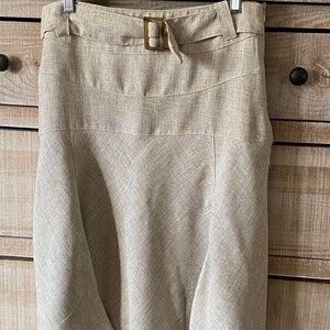 EUC Priani Beige Linen Flowy Skirt, Size 10